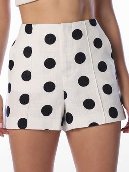 ONLY - Women Polka Dots Regular Fit White Shorts