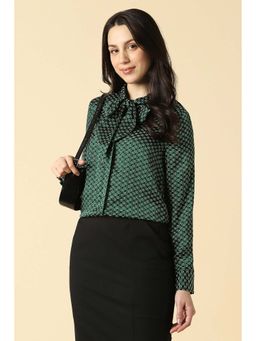Allen Solly - Women's Green Printed Long Sleeves Shirt