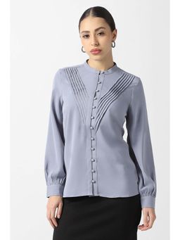 Van Heusen - Women's Grey Solid Long Sleeves Formal Shirt