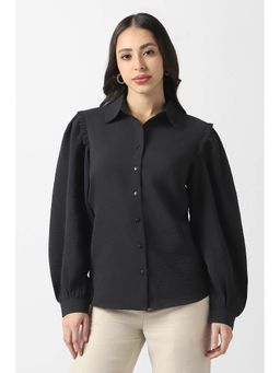 Van Heusen - Women's Black Solid Long Sleeves Casual Shirt