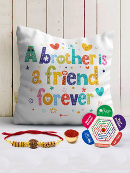 Indigifts - A Brother is A Friend Forever Cushion - Rakhi Gift (12x12 inches)