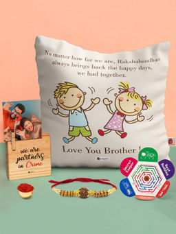 Indigifts - Love You Brother Cushion - Rakhi Gift Set for Bhai (12x12 inches)