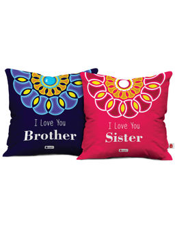 Indigifts - I Love You Brother and Sister Cushion Set of 2 (12x12 inches)