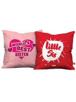 Indigifts - Best Sister and Little Sis Cushion Set of 2 (12x12 inches)