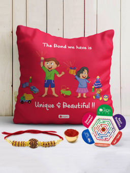 Indigifts - The Bond We Have Cushion - Rakhi Gift Set (12x12 inches)