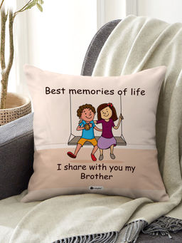 Indigifts - Best Memories of Life Cushion - Rakhi Gift Set for Bhai (12x12 inches)