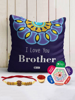 Indigifts - I Love You Brother Cushion - Rakhi Gift Set for Bhai (12x12 inches)