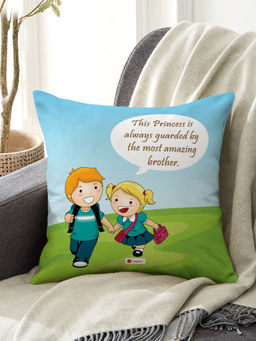 Indigifts - Sister Princess Guarded Cushion - Rakhi Gift for Sister (12x12 inches)