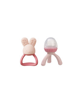 b.box - Pink Solid Plastic Feeder with Teether