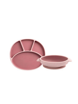 Bibado - Pink Solid Silicone Plate with Bowl