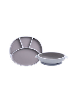 Bibado - Blue Solid Silicone Plate with Bowl