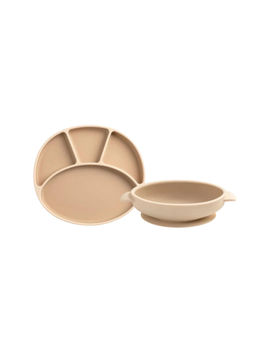 Bibado - Brown Solid Silicone Plate with Bowl
