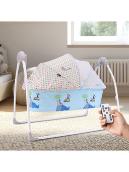 R for Rabbit - Blue Solid Blended Fabric Cradle