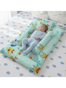 StarAndDaisy - Blue Printed Cotton Mattress, with Pillows and Head Pillow