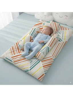 StarAndDaisy - White Printed Cotton Mattress, with Pillows and Head Pillow