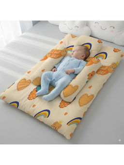 StarAndDaisy - Orange Printed Cotton Mattress, with Pillows and Head Pillow