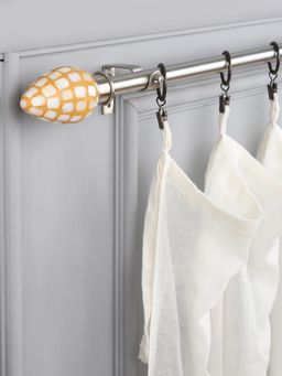 The Decor Mart - 48"-88" Honeycomb Mop Finial Extendable Curtain Rod Ss 19Mm (Hardware Included)