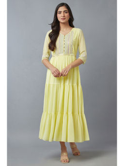 WISHFUL by W - Yellow Floral Dress With Belt (Set of 2)