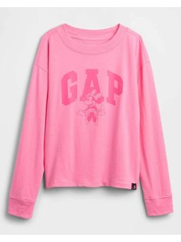 GAP - Girls Pink Minnie Mouse Logo Print Drop Shoulder T-Shirt