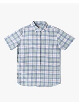 GAP - Kids Blue Relaxed Checks Button Down Collar Shirt