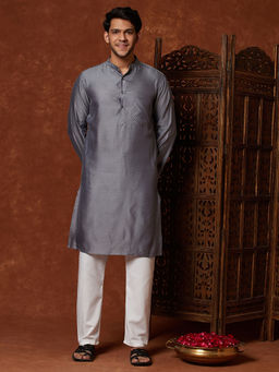 Fabindia - Viscose Silk Jacquard Slim Fit Long Kurta