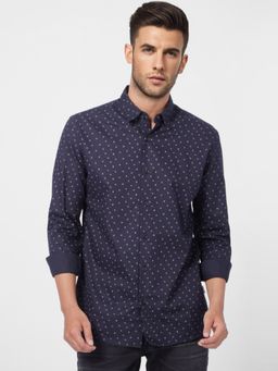 Jack & Jones - Indigo Dot Print Full Sleeves Shirt