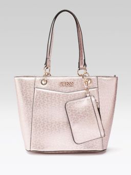 Guess - Champagne Embossed Zakaria Carryall Tote Bag with Pouch