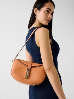Guess - Apricot Solid Brooke Handbag With Detachable Strap