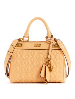 Guess - Pale Peach Quilted Katey Mini Satchel Bag With Detachable Strap