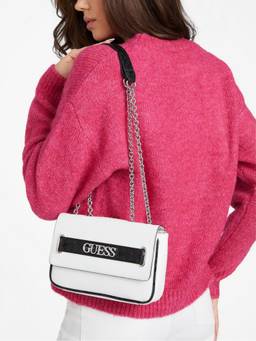 Guess - Women White Typography Crossbody Sling Bag