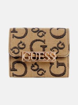 Guess - Brown Monogram Carrboro Foldover Wallet