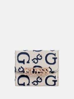 Guess - Navy Blue Monogram Carrboro Foldover Card Case