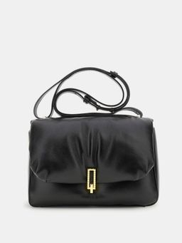 Guess - Black Solid Alizee Crossbody Sling Bag with Detachable Strap
