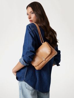 Guess - Camel Solid Alizee Crossbody Sling Bag with Detachable Strap