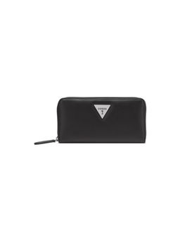 Guess - Black Solid Lathan Zip Around Wallet
