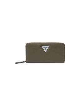 Guess - Olive Solid Lathan Zip Around Wallet