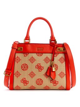 Guess - Natural Flame Embroidery Katey Luxury Satchel Bag With Detachable Strap