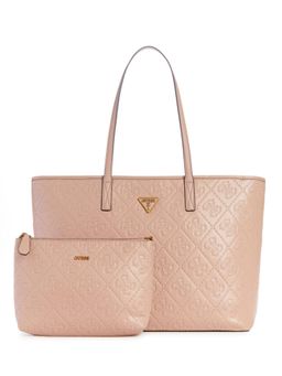 Guess - Women Pink Geometric Tote Bag with Pouch