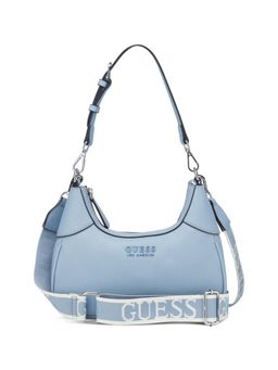 Guess - Moonstone Blue Solid Berkton Mini Top Zip Handbag With Detachable Strap