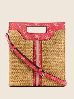 Guess - Camelia Logo Kasinta Raffia Cut Out Mini Tote Bag with Detachable Strap