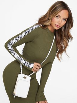 Guess - White Solid Perdita Mini Phone Crossbody Sling Bag
