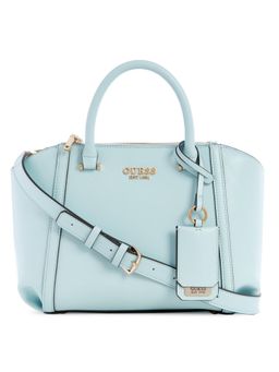 Guess - Ice Blue Solid Leie Status Satchel Bag With Detachable Strap