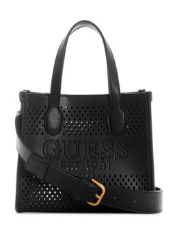 Guess - Black Cutwork Design Katey Perf Mini Tote Bag with Detachable Strap