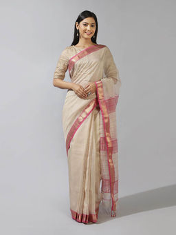 Fabindia - Natural Cotton Silk Maheshwari Saree without Blouse Stitched