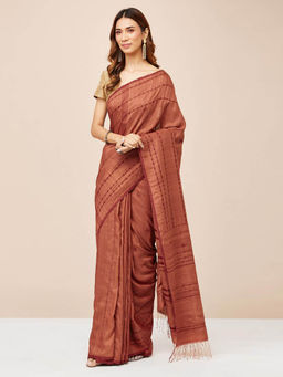 Fabindia - Rust Silk Saree without Blouse
