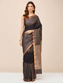 Fabindia - Grey Silk Saree without Blouse