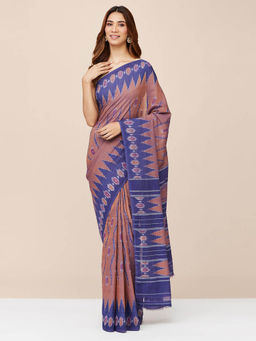 Fabindia - Brown Cotton Woven Saree without Blouse