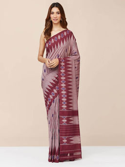 Fabindia - Purple Cotton Woven Saree without Blouse