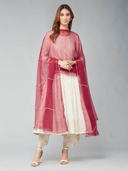 Fabindia - Red Cotton Silk Blend Dupatta