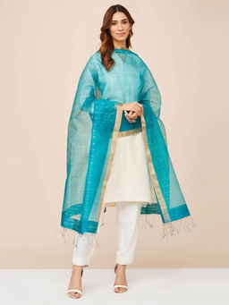 Fabindia - Teal Silk Dupatta